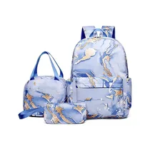 Sac à dos 3 pièces bleu avec trousse et sac bandoulière