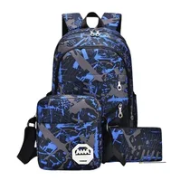 Sac à dos 3 pièces bleu avec trousse et sac bandoulière