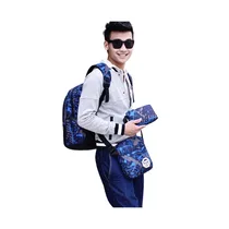 Ensemble sac à dos bleu et noir pour école et bureau