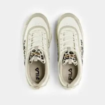 Baskets FILA Skye Teens beige crème avec imprimé léopard