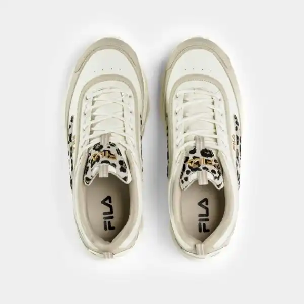 Baskets FILA Skye Teens beige crème avec imprimé léopard