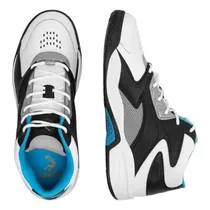 Baskets montantes Shaq Motivate blanc noir bleu vif pointure 40 vue de côté