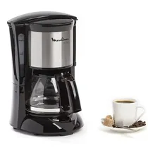 Cafetière Moulinex FG1508 noir et inox avec verseuse en verre.