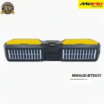Haut-parleur Bluetooth portable MeWe MWAUD-BTS03Y avec panneau solaire intégré.