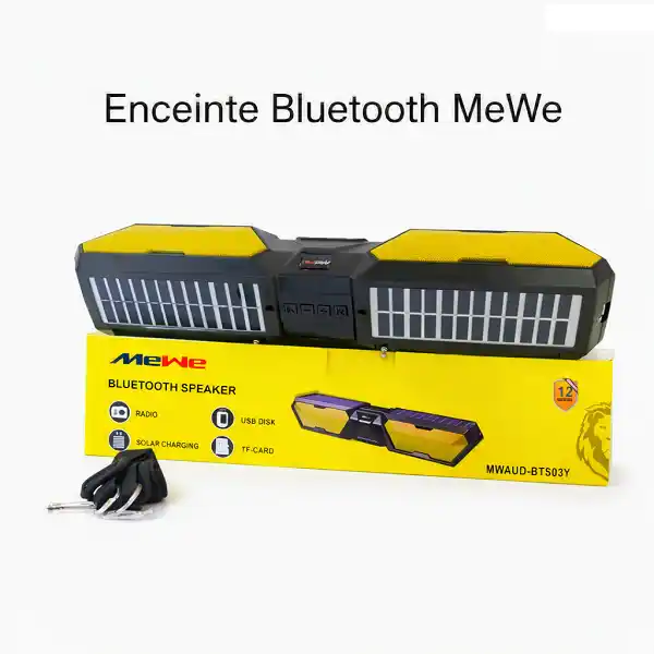Haut-parleur Bluetooth rechargeable MeWe avec sangle de transport.
