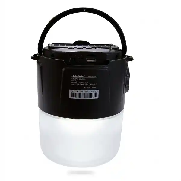 Haut-parleur Bluetooth portable MeWe MWAUD-BTS05Y avec panneau solaire intégré.
