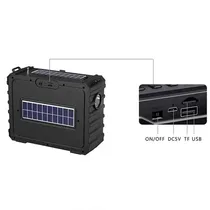 Haut-parleur Bluetooth MeWe avec lecteur carte TF et panneau solaire.