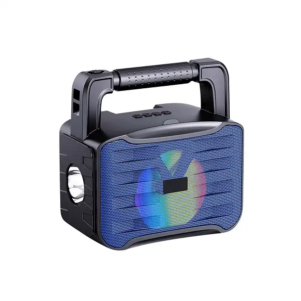 Haut-parleur Bluetooth solaire MeWe MWAUD-BTS04Y vue de face.