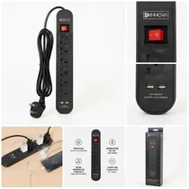 Multiprise électrique Innova noire avec protection surtension