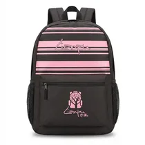 Sac à dos scolaire Lianpu noir et rose vue de face.