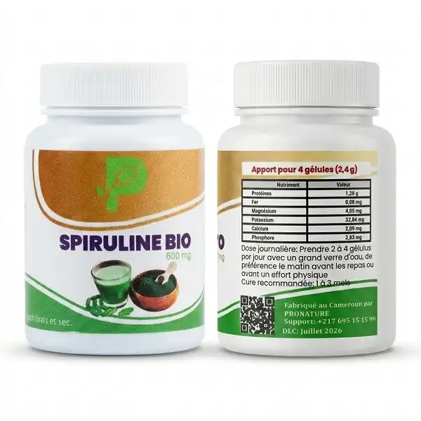 Spiruline 600 mg Pronature disponible au Cameroun
