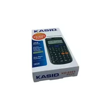 Calculatrice Kasid KD-82ES PLUS protégée par son couvercle rigide coulissant.