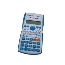Calculatrice Kenko KK-82MS-D édition pastel posée sur un cahier d'exercices de mathématiques
