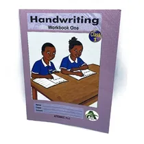 ouverture du manuel scolaire Handwriting Workbook Class 1 au Cameroun.
