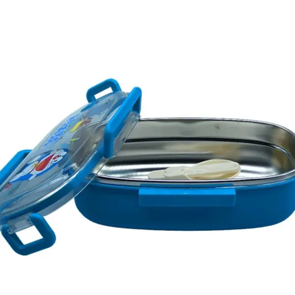 Gamelle Kitty bleue ouverte montrant son espace de rangement