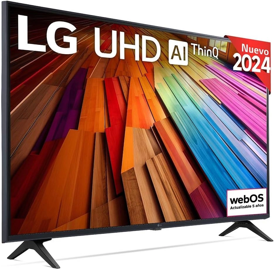 Vue de face de la TV LG Smart 43 pouces avec écran 4K allumé