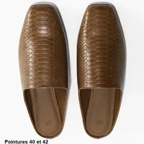 Mules H&M femme marron motif peau de serpent vue de dessus