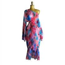 Robe asymétrique rose et bleue femme