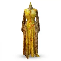 Robe Longue Jaune et Marron Femme